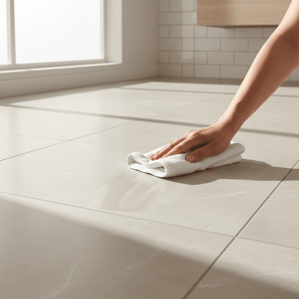 Easy-to-clean porcelain stoneware surface demonstration